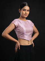 MIMOSA Violet Kanjivaram Art Silk Saree — blouse close-up