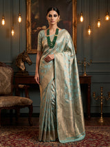 MIMOSA Ananda Kanjivaram Art Silk Saree — full view on model