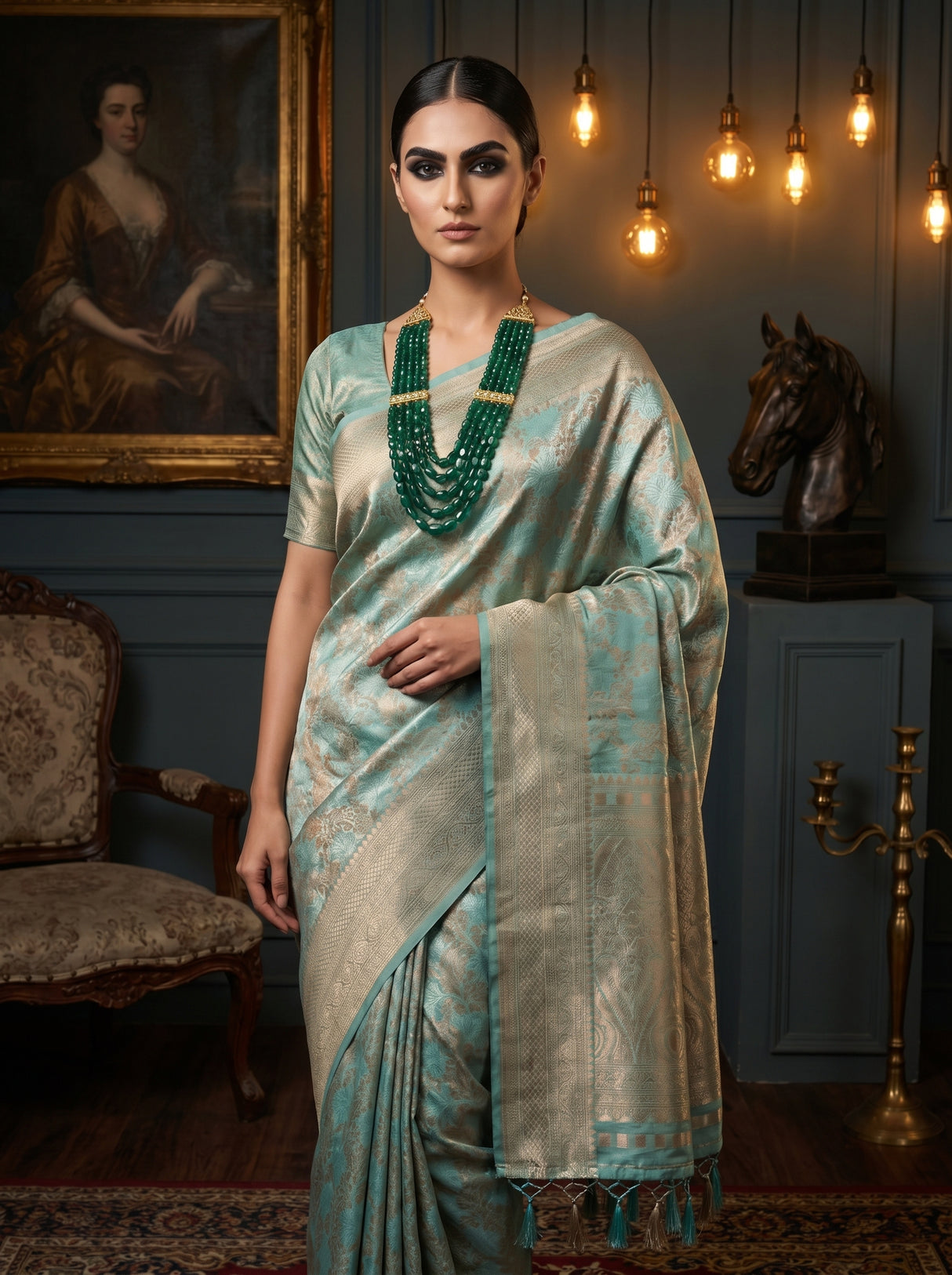 MIMOSA Ananda Kanjivaram Art Silk Saree — view of the pallu drape