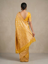 MIMOSA Mustard Kanjivaram Art Silk Saree — close-up of blouse and necklace
