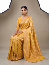 MIMOSA Mustard Kanjivaram Art Silk Saree — view of the pallu drape