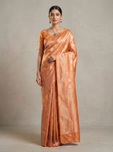 MIMOSA Orange Kanjivaram Art Silk Saree — full view on model