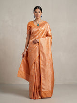 MIMOSA Orange Kanjivaram Art Silk Saree — view of the pallu drape