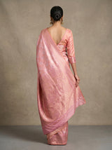 MIMOSA Pink Kanjivaram Art Silk Saree — close-up of blouse and necklace