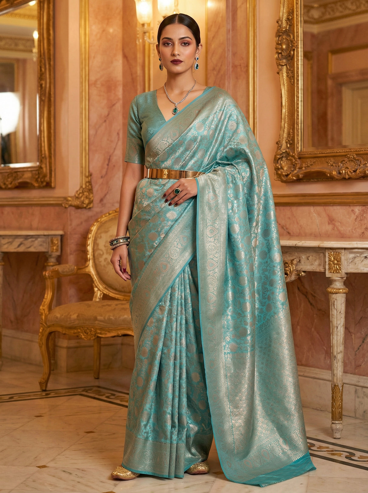 MIMOSA Ananda Kanjivaram Art Silk Saree — Full View