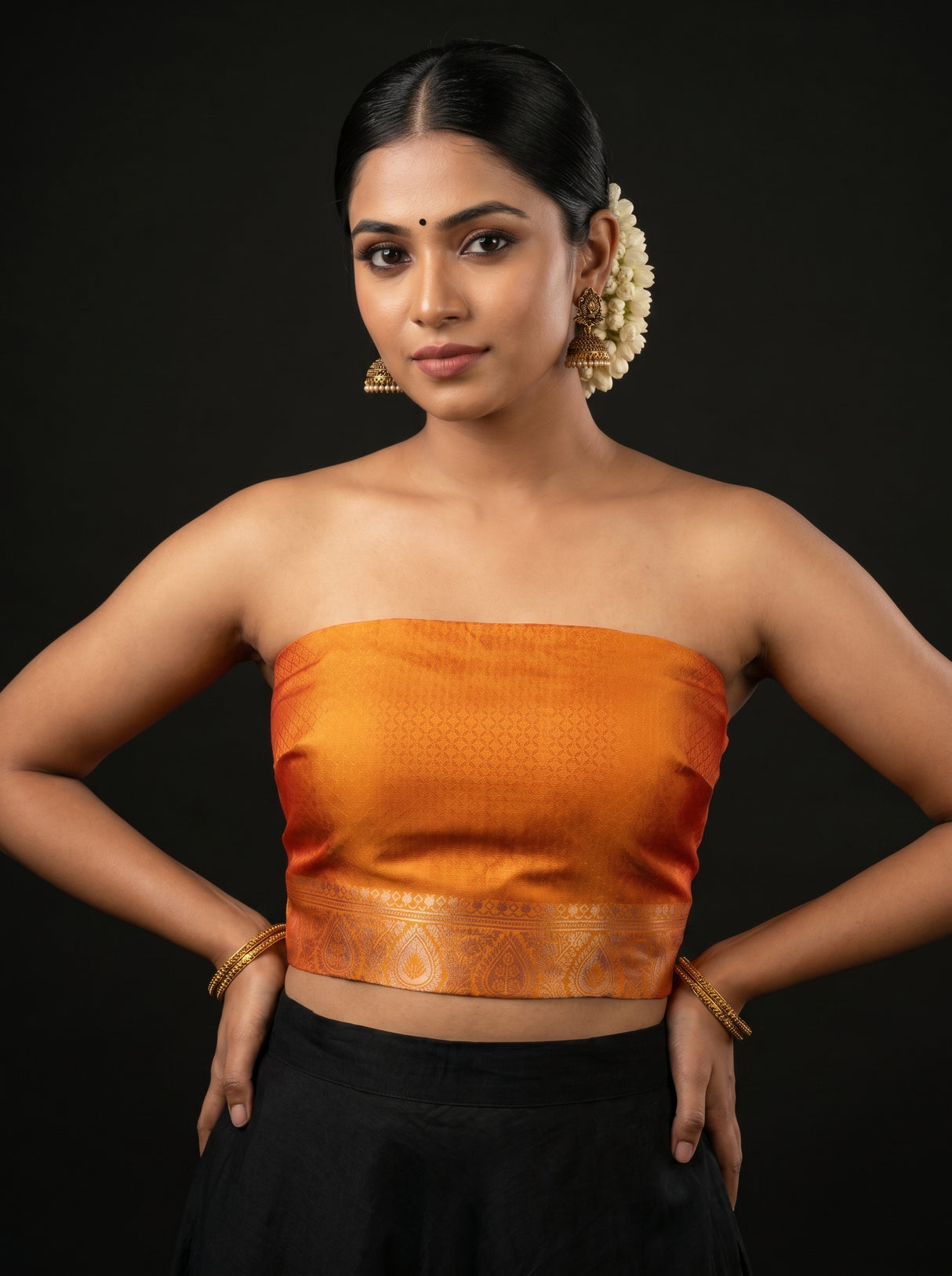 MIMOSA Mustard Kanjivaram Art Silk Saree — Pallu Detail
