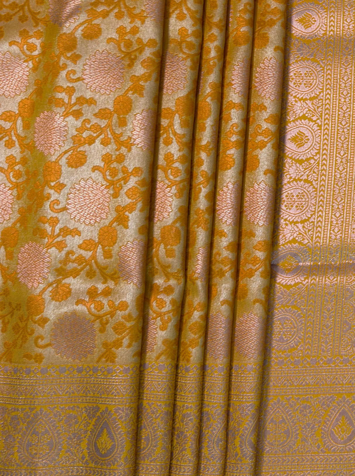 MIMOSA Mustard Kanjivaram Art Silk Saree — fleets shot full lifestyle