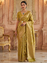 MIMOSA Olive Kanjivaram Art Silk Saree — Full View