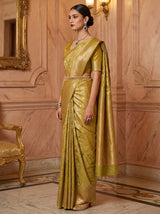 MIMOSA Olive Kanjivaram Art Silk Saree — Side View