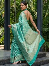 MIMOSA Rama Kanjivaram Art Silk Saree — Lower Body and Drape Detail