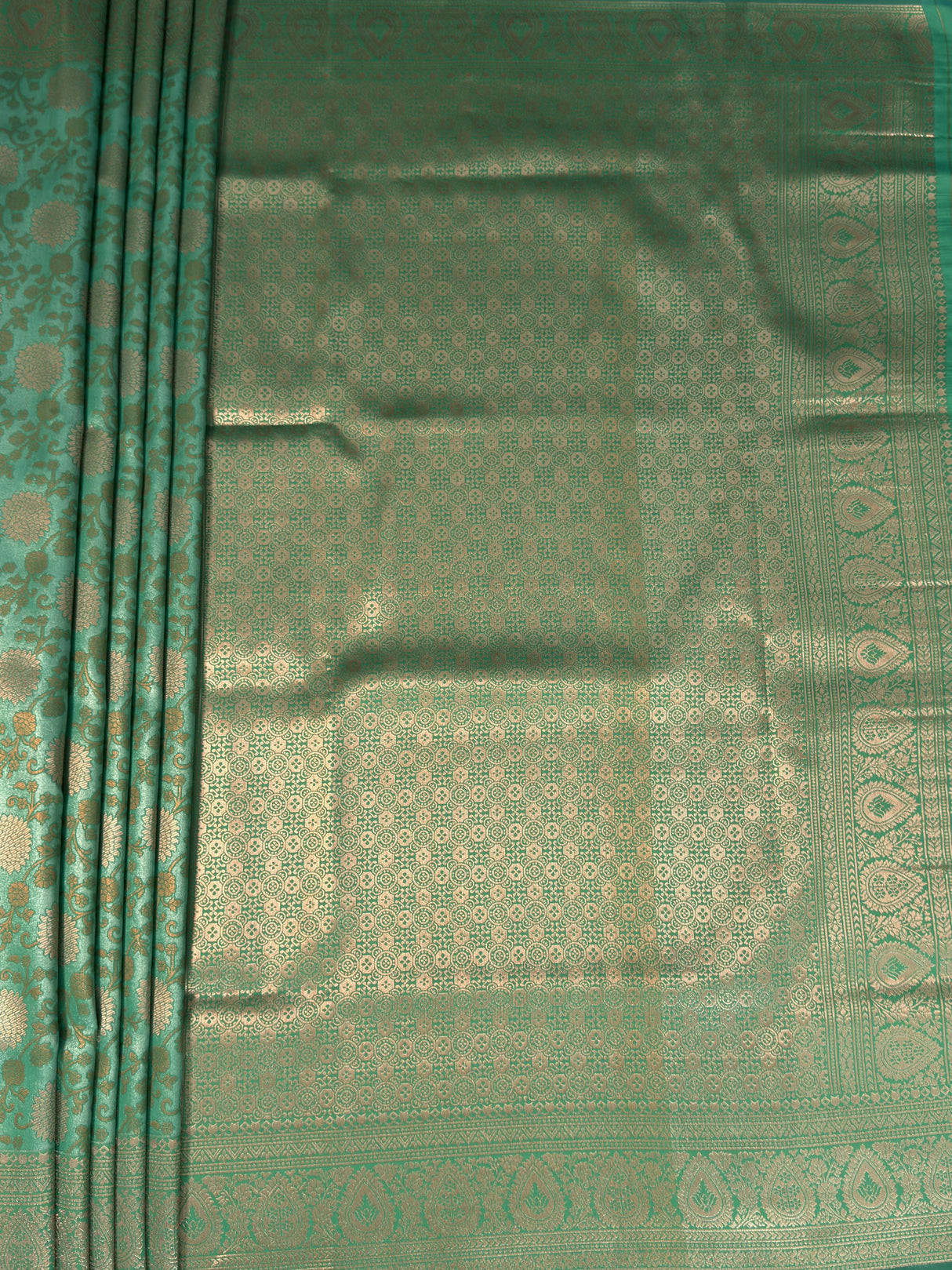 MIMOSA Rama Kanjivaram Art Silk Saree — pallu and zari work detail