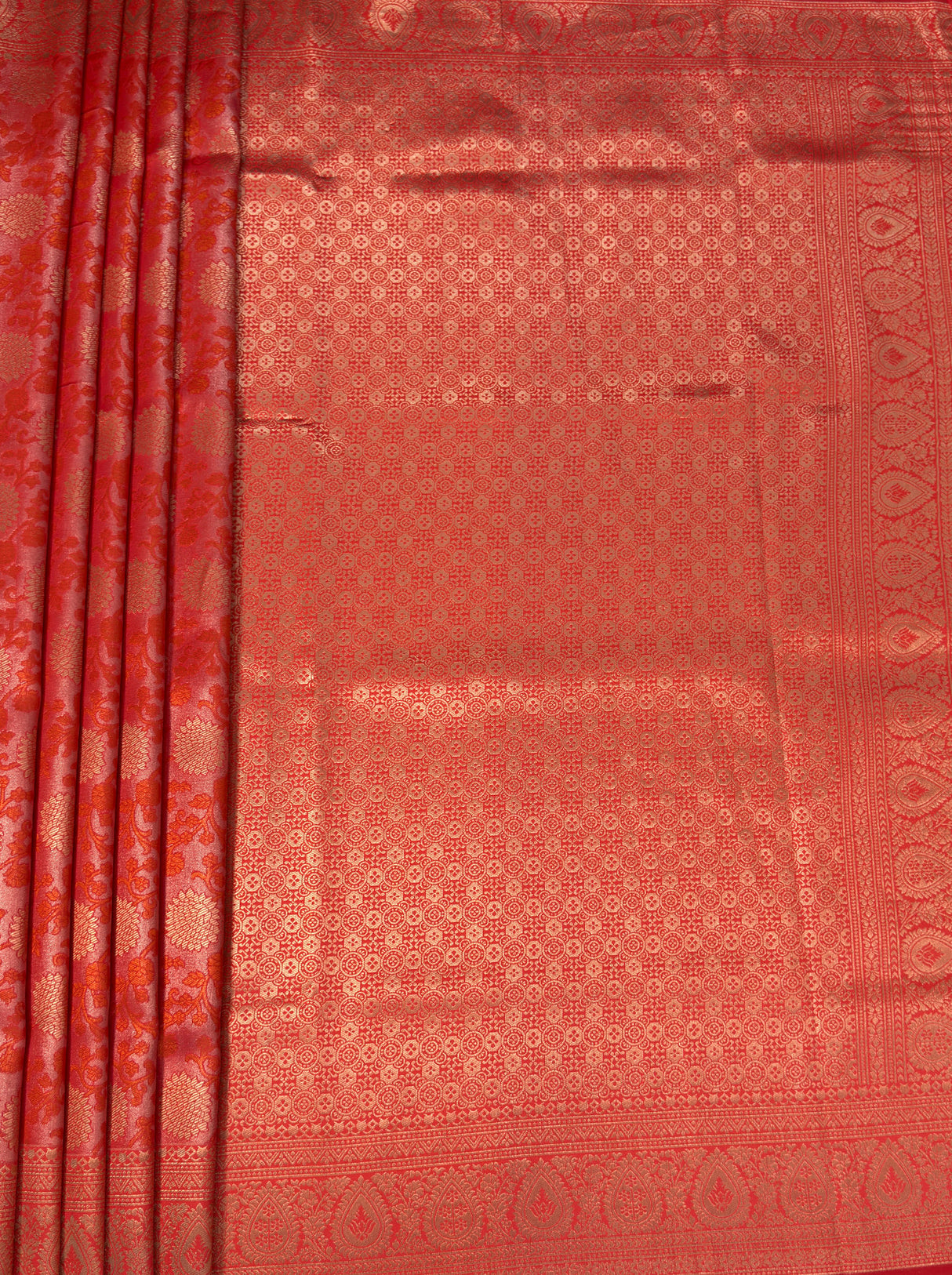 MIMOSA Strawberry Kanjivaram Art Silk Saree — pallu and zari work detail