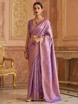 MIMOSA Violet Kanjivaram Art Silk Saree — Full View