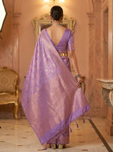 MIMOSA Violet Kanjivaram Art Silk Saree — Side View