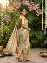 MIMOSA Olive Kanjivaram Art Silk Saree — pose 6 styling detail