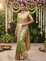 MIMOSA Olive Kanjivaram Art Silk Saree — pose 7 styling detail