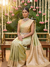 MIMOSA Olive Kanjivaram Art Silk Saree — pose 8 styling detail