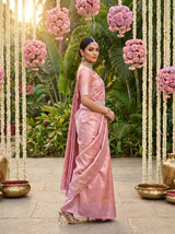 MIMOSA Pink Kanjivaram Art Silk Saree — pose 6 styling detail