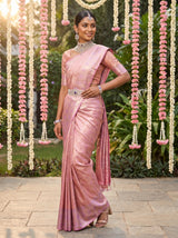 MIMOSA Pink Kanjivaram Art Silk Saree — pose 7 styling detail