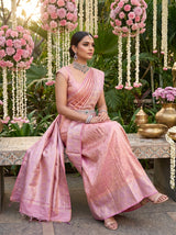 MIMOSA Pink Kanjivaram Art Silk Saree — pose 8 styling detail