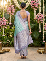 MIMOSA Rama Kanjivaram Art Silk Saree — close-up of the jewelry and blouse