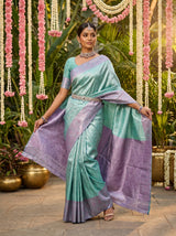MIMOSA Rama Kanjivaram Art Silk Saree — close-up of the pallu and border pattern