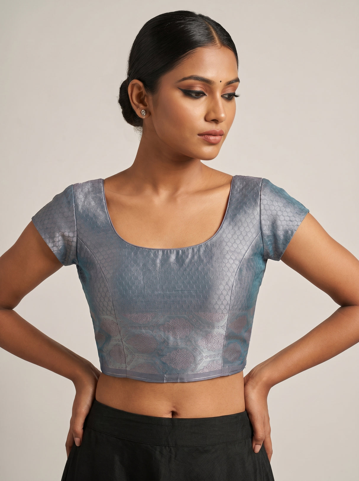 MIMOSA Rama Kanjivaram Art Silk Saree — blouse close-up