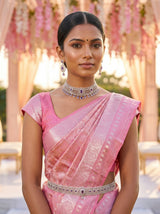 MIMOSA Strawberry Kanjivaram Art Silk Saree — pose 10 styling detail