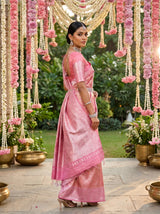 MIMOSA Strawberry Kanjivaram Art Silk Saree — pose 6 styling detail