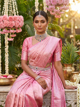 MIMOSA Strawberry Kanjivaram Art Silk Saree — pose 8 styling detail