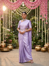MIMOSA Violet Kanjivaram Art Silk Saree — full view of the model standing