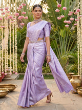 MIMOSA Violet Kanjivaram Art Silk Saree — pose 9 styling detail