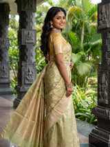 MIMOSA Olive Kanjivaram Art Silk Saree — pose 9 styling detail