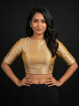 MIMOSA Olive Kanjivaram Art Silk Saree — blouse close-up