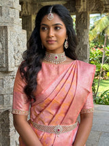 MIMOSA Peach Kanjivaram Art Silk Saree — pose 10 styling detail