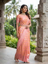 MIMOSA Peach Kanjivaram Art Silk Saree — blouse piece view