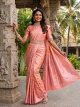 MIMOSA Peach Kanjivaram Art Silk Saree — pose 6 styling detail