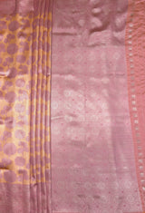 MIMOSA Peach Kanjivaram Art Silk Saree — pallu and zari work detail