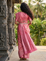 MIMOSA Strawberry Kanjivaram Art Silk Saree — close-up of the pallu