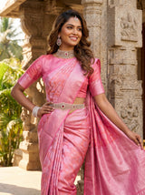 MIMOSA Strawberry Kanjivaram Art Silk Saree — pose 5 styling detail