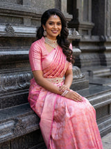 MIMOSA Strawberry Kanjivaram Art Silk Saree — pose 8 styling detail