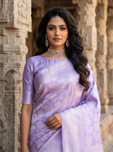MIMOSA Violet Kanjivaram Art Silk Saree — pose 10 styling detail