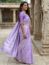 MIMOSA Violet Kanjivaram Art Silk Saree — border and body detail
