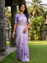 MIMOSA Violet Kanjivaram Art Silk Saree — pose 5 styling detail