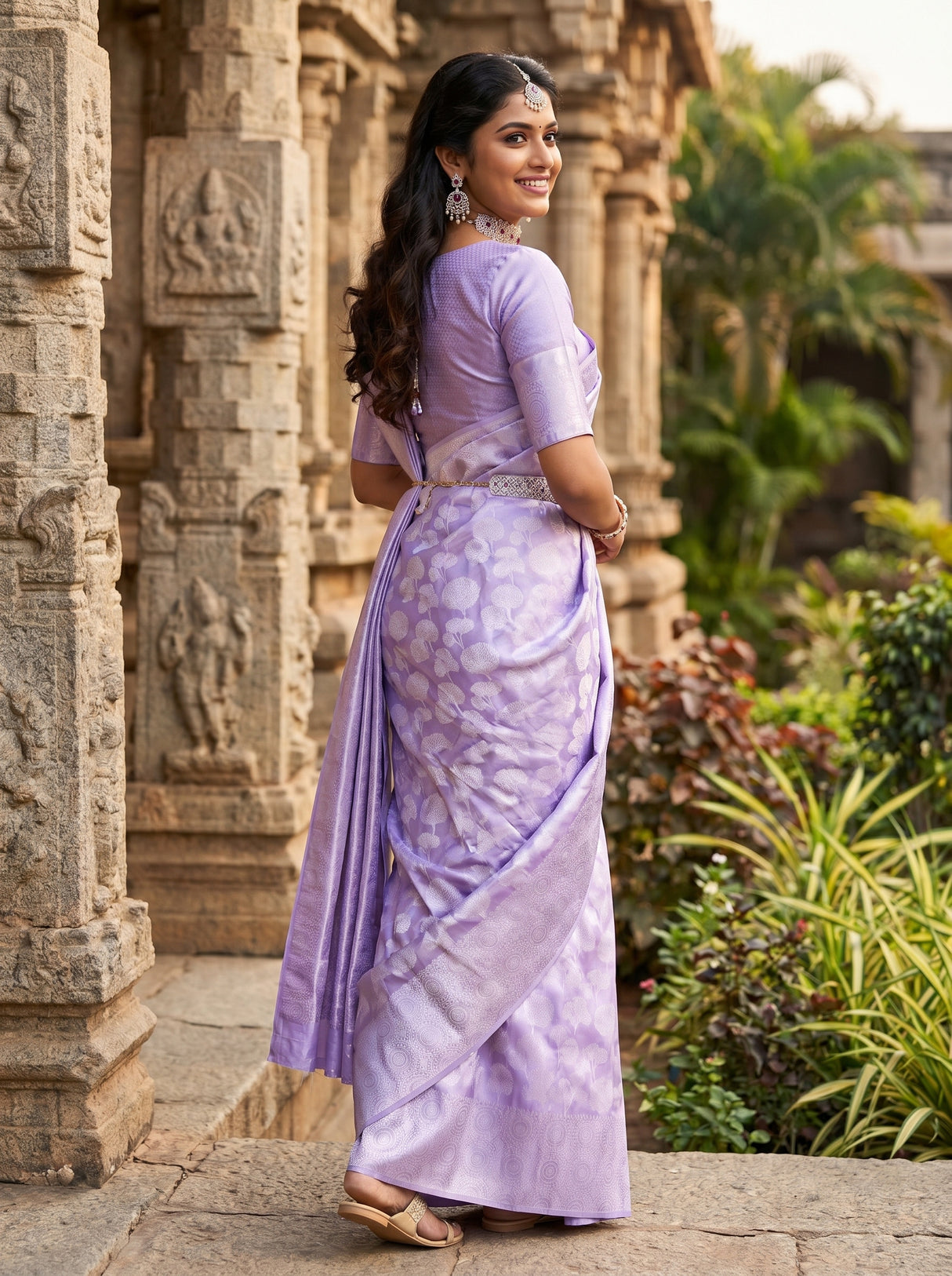 MIMOSA Violet Kanjivaram Art Silk Saree — pose 9 styling detail