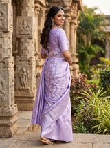 MIMOSA Violet Kanjivaram Art Silk Saree — pose 9 styling detail