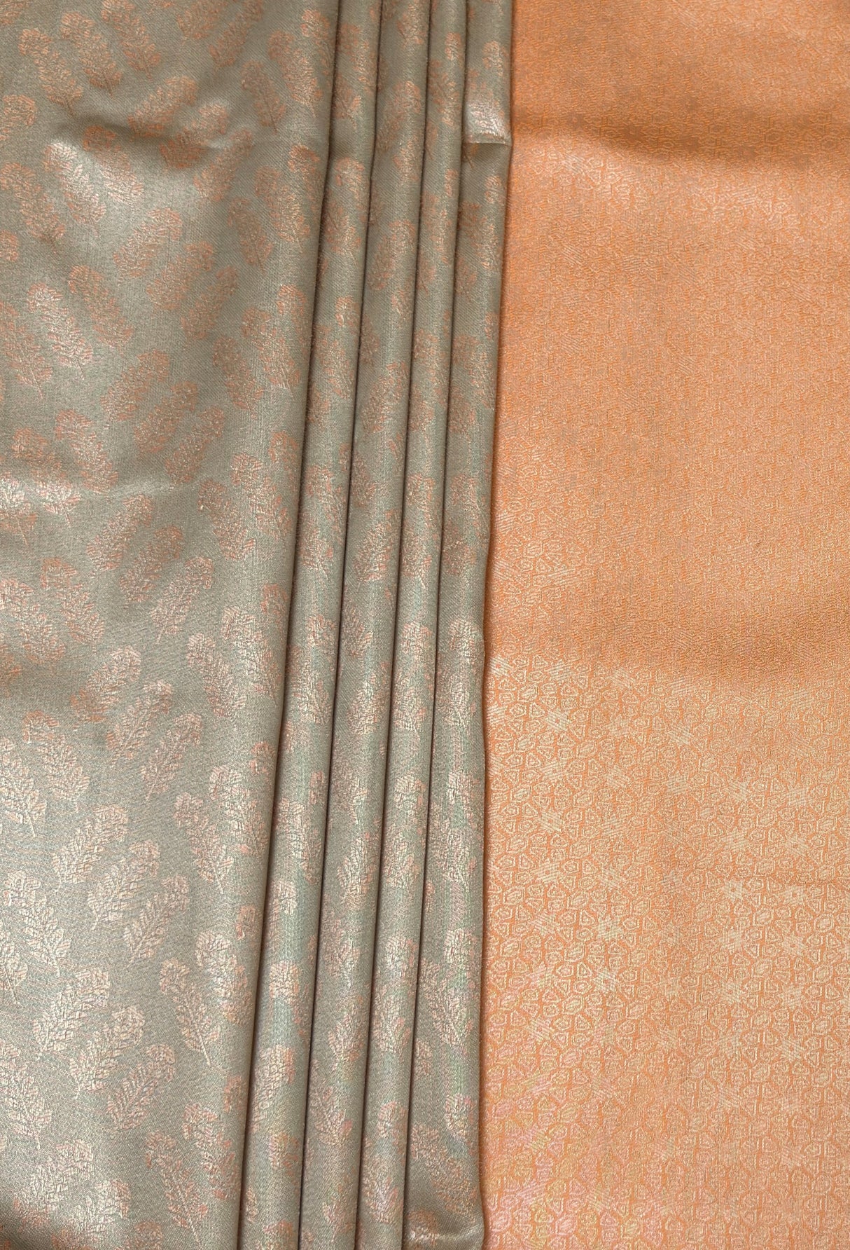 MIMOSA Chikoo Kanjivaram Art Silk Saree — feet and lower border view