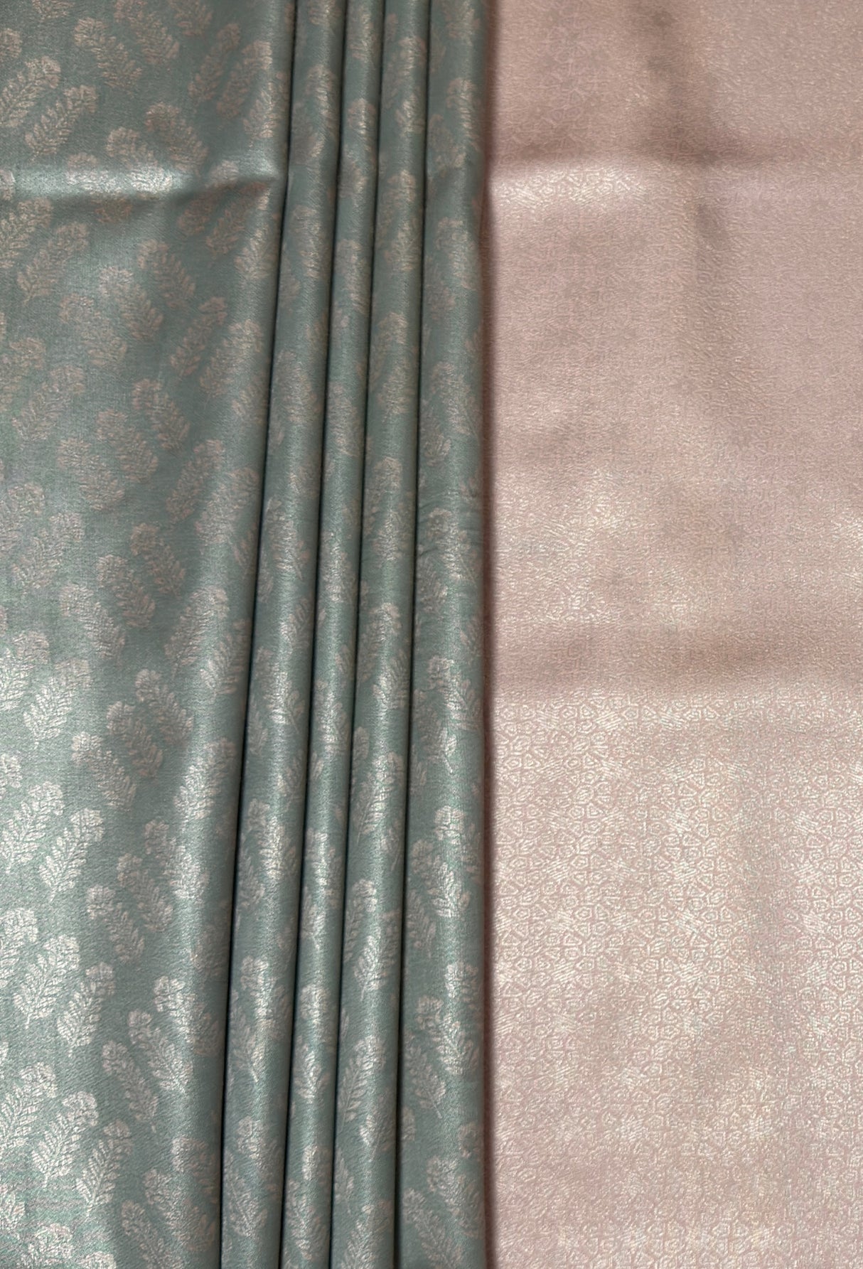 MIMOSA Grey Kanjivaram Art Silk Saree — detail of fabric texture