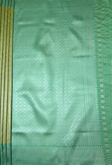 MIMOSA Olive Kanjivaram Art Silk Saree — pallu detail on model
