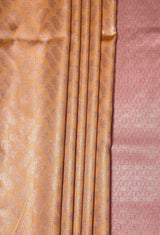 MIMOSA Peach Kanjivaram Art Silk Saree — close-up of drape and border